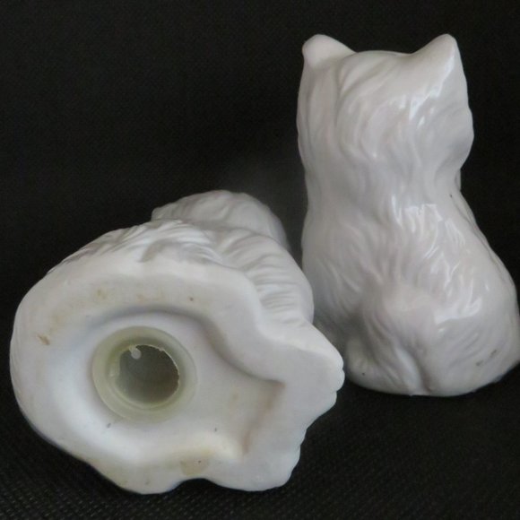 *Vintage* White CAT Salt & Pepper Shakers Unpainted 3.75" (F53) - Picture 7 of 7